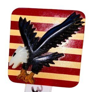Patriotic Eagle Brooch Pin - Striped Background - Bold & Proud Accessory For You